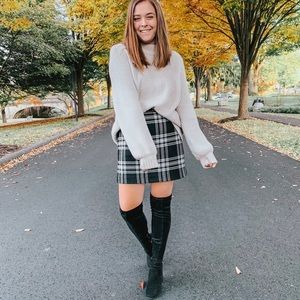 Plaid Tweed Skirt